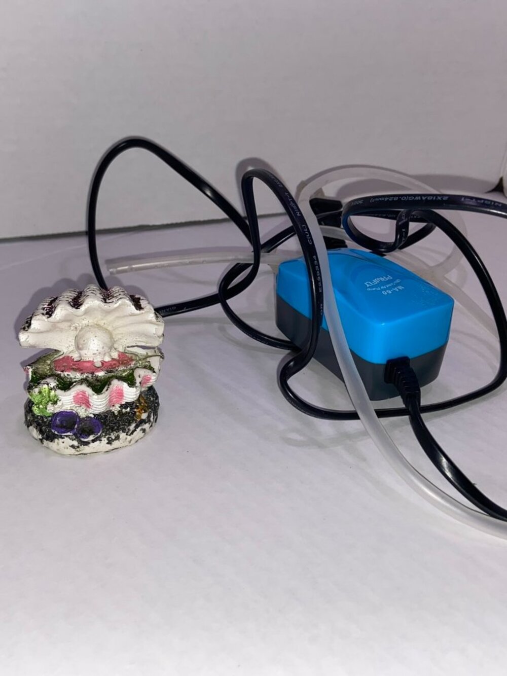 Pawfly Aquarium Air Pump w/ Clamshell Bubbler Decor Airline Tube